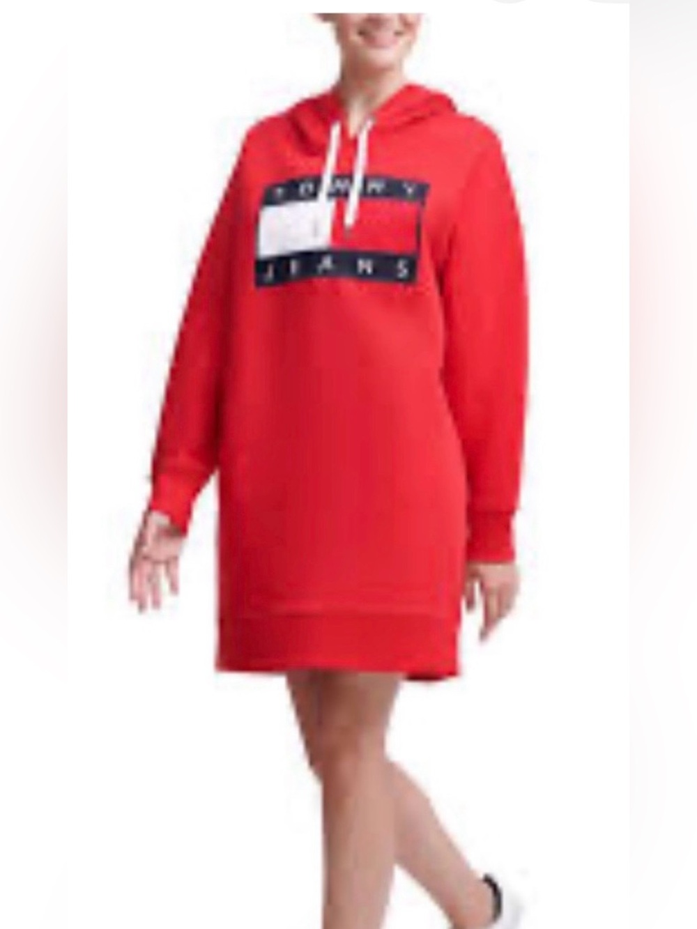 Tommy Hilfiger Patriotic Red Hooded Colorblock Sweatshirt Dress Size M NWT.